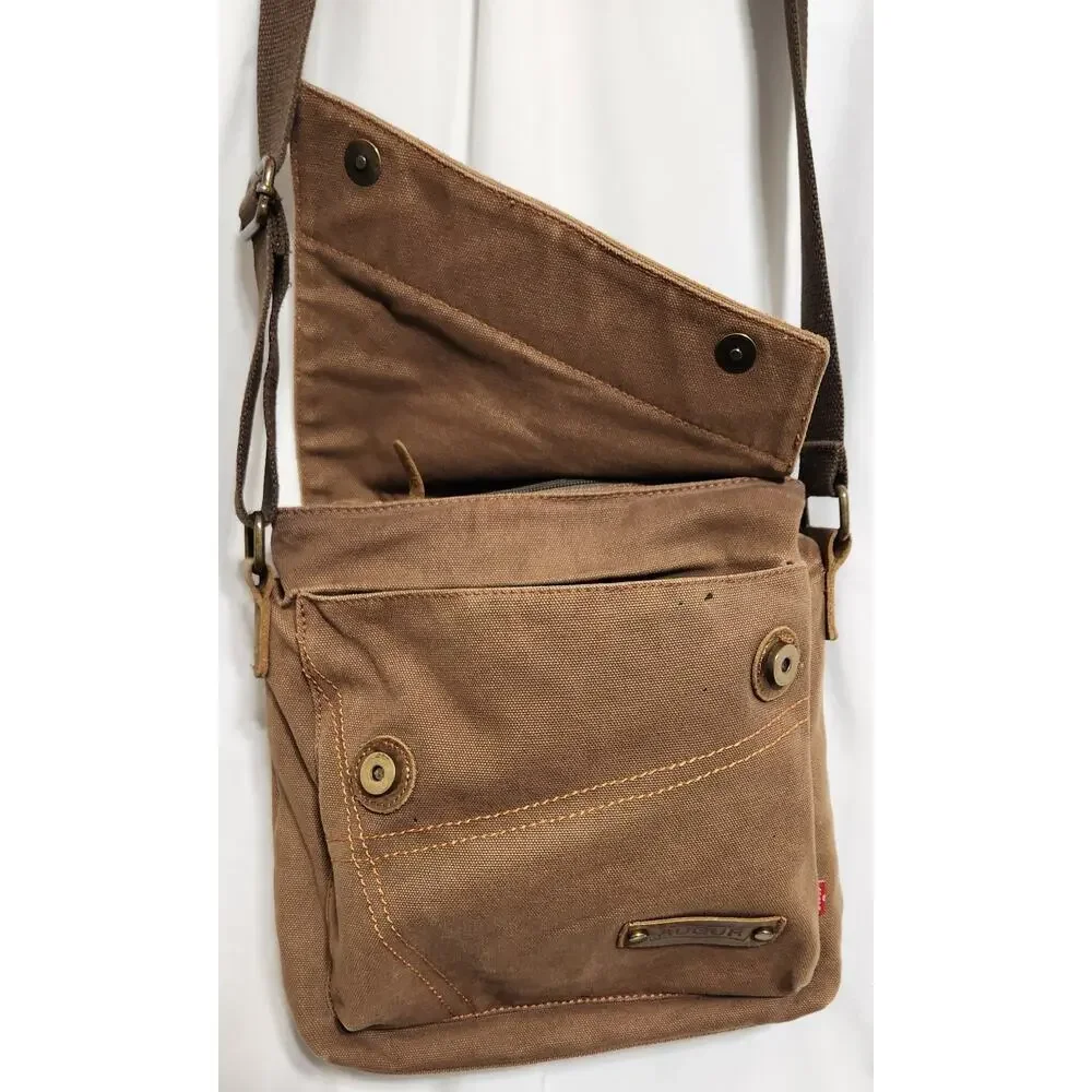 Augur Messenger Bag Canvas Shoulder Crossbody Brown‎